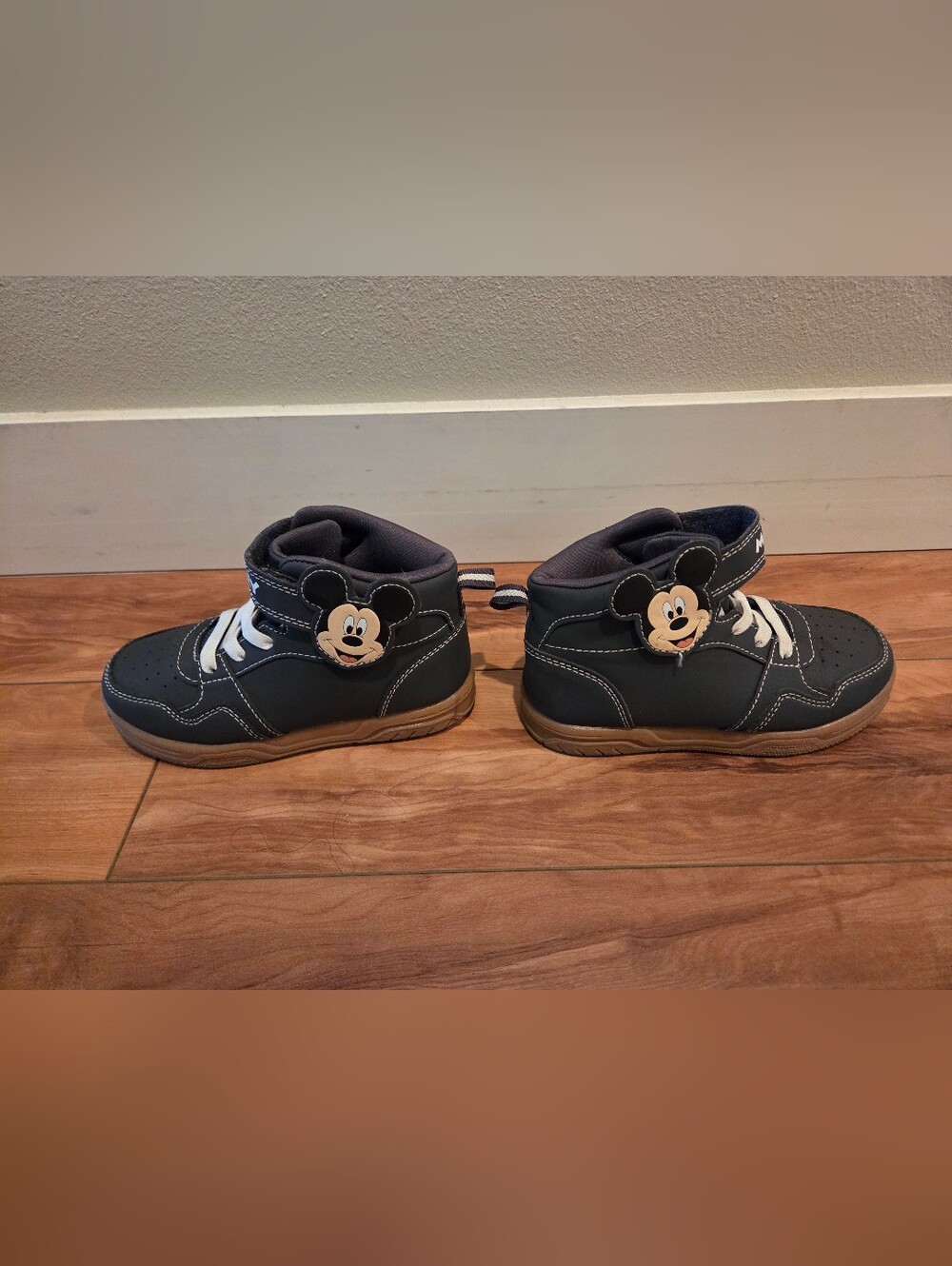 Kids Navy Mickey Mouse Disney High-Top Sneakers With Velcro Closure - Size 11C